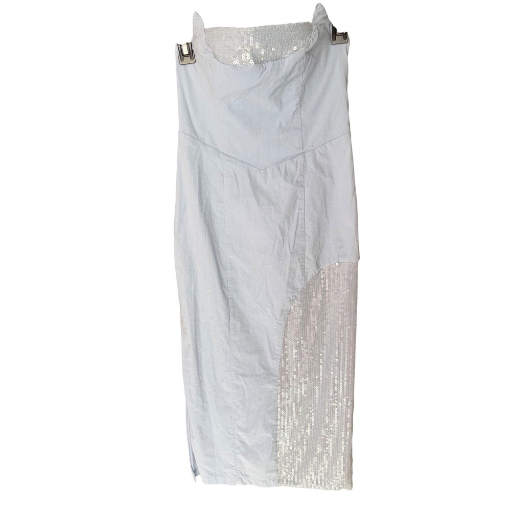 Anthropologie Sequin Strapless Midi Dress Blue Size 4